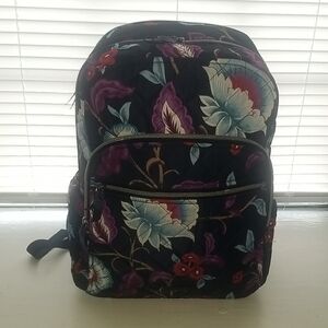 Vera Bradley Blue Floral Quilted Campus Backpack
